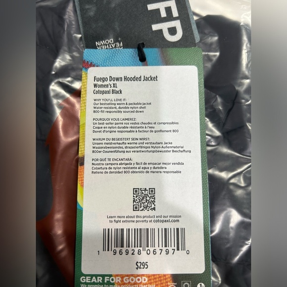 Cotopaxi Women's XL Fuego Hooded Down Jacket Black NWT Puff Puffer Puffy - Picture 7 of 16